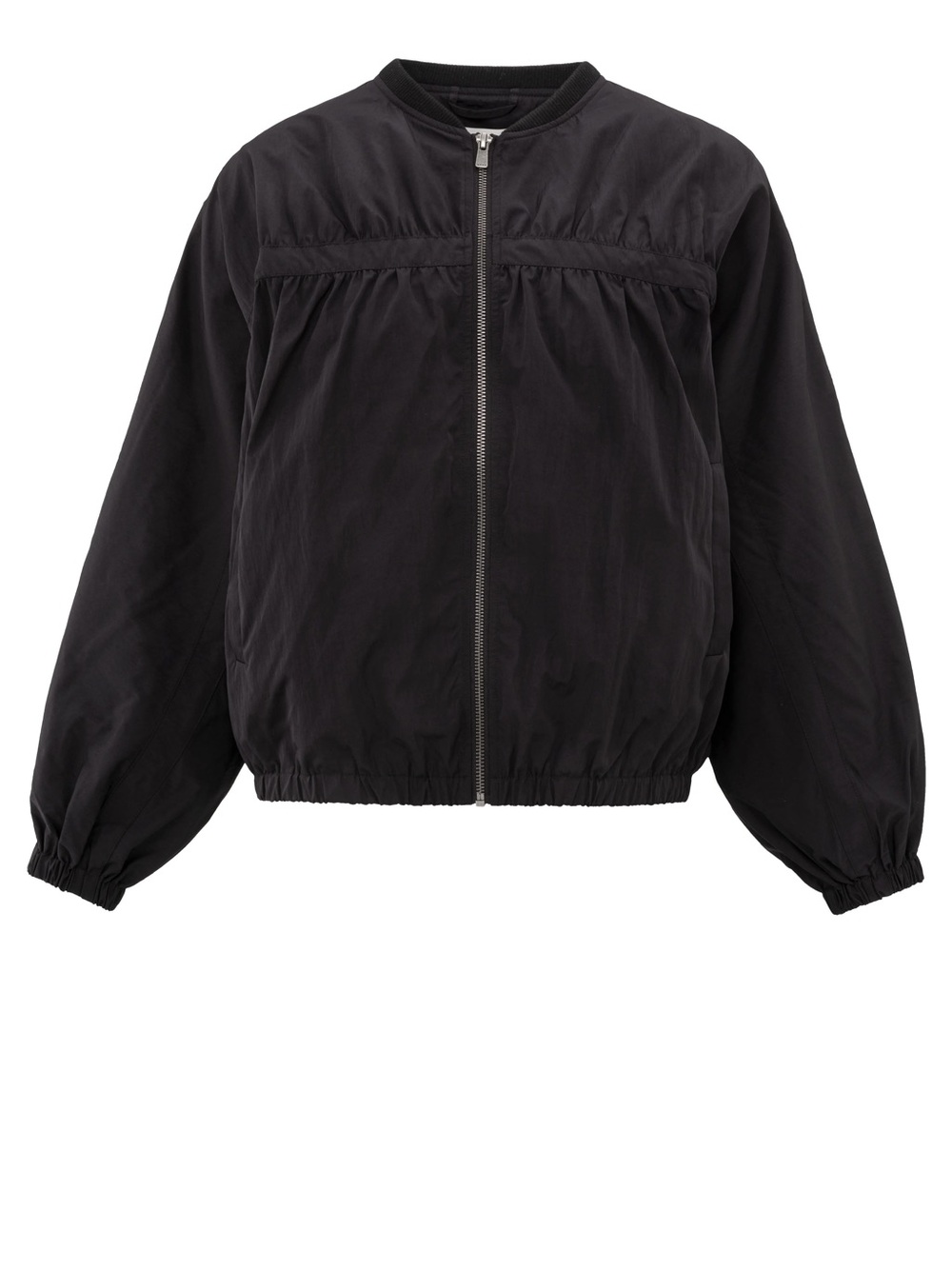 Women's Black Zip-Front Bomber Jacket